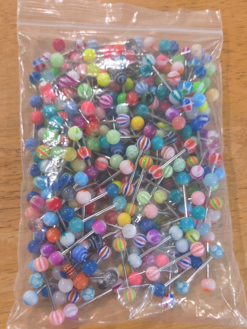 Assorted Multicolor Ball-Top Barbell Tongue Body Jewelry